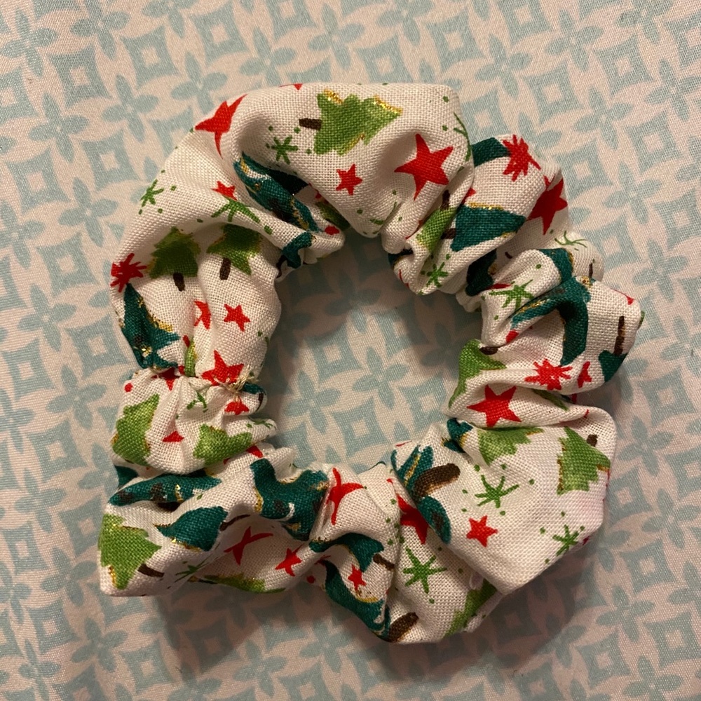 Handmade glitter Christmas tree scrunchie